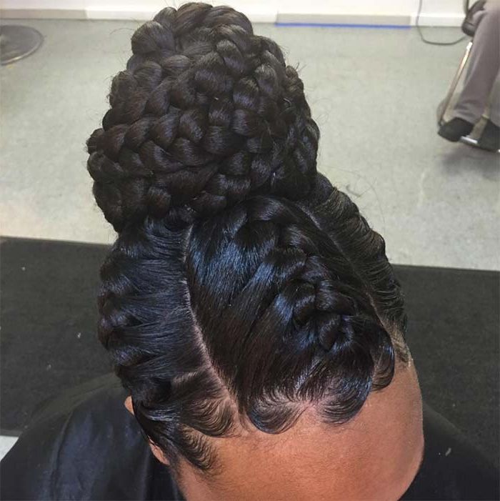 53 Goddess Braids Hairstyles – Tips On Getting Goddess Inside Most Up To Date Cornrows Tight Bun Under Braid Hairstyles (View 13 of 25)