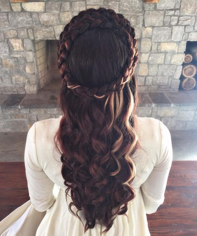 60 Cute Easy Half Up Half Down Hairstyles: Wedding, Prom In Most Up To Date Medieval Crown Braided Hairstyles (Photo 19 of 25)