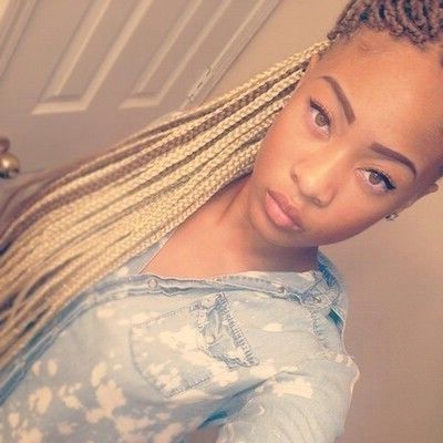 65 Box Braids Hairstyles For Black Women Pertaining To Most Current Golden Blonde Tiny Braid Hairstyles (View 16 of 25)