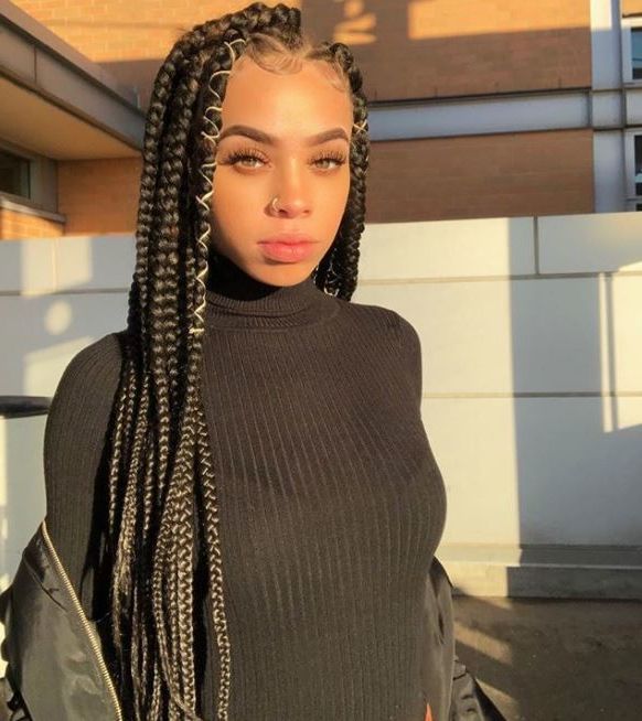 7 Women Slaying The Box Braids On Natural Hair Game | All For Most Recent Wrap Around Triangular Braided Hairstyles (View 15 of 25)