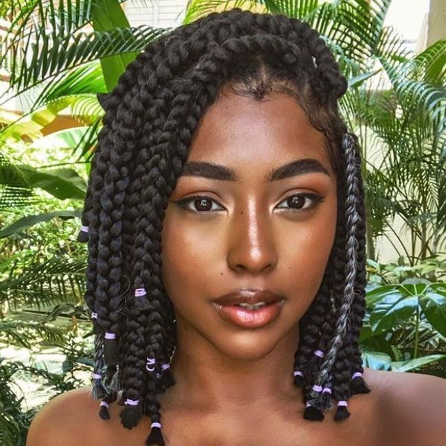 7 Women Slaying The Box Braids On Natural Hair Game | All In Most Up To Date Short Beaded Bob Hairstyles (View 13 of 25)