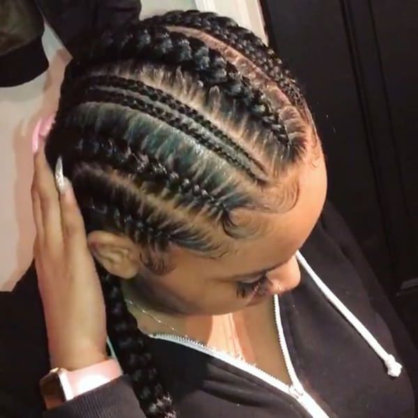 80 Amazing Feed In Braids For 2019 Inside 2018 Thin And Thick Cornrows Under Braid Hairstyles (View 9 of 25)
