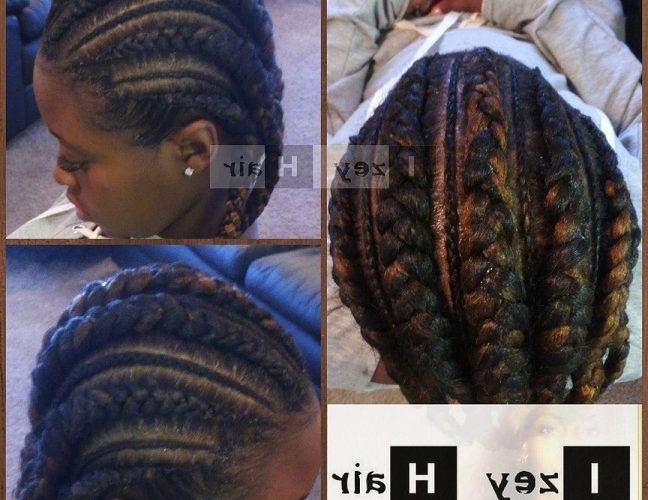 Big And Small Feed In Cornrows – Feed In Braids – No Knot For Most Current Colorful Cornrows Under Braid Hairstyles (View 9 of 25)