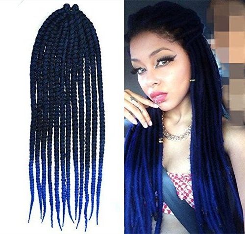 Black To Royal Blue Two Colors Ombre Crochet Braid Hair Intended For Newest Two Ombre Under Braid Hairstyles (View 7 of 25)