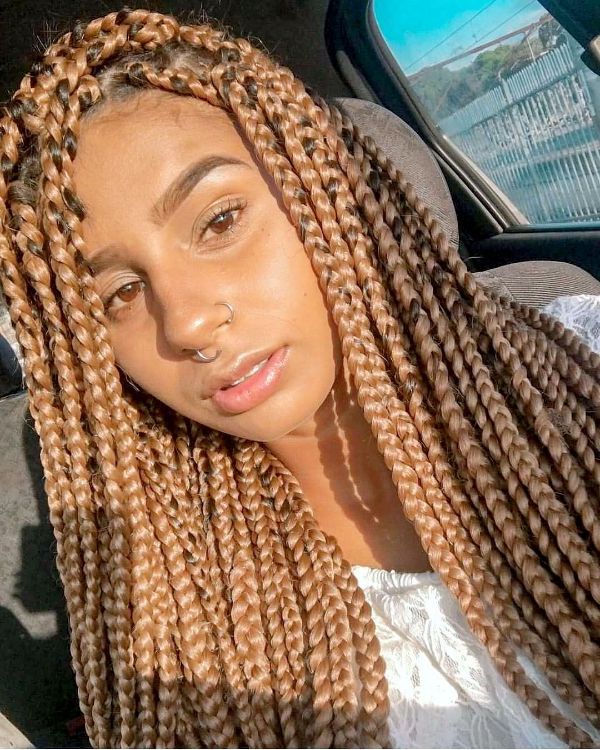 Box Braids Hairstyles| 24 Entrancing Braided Hairstyles In Newest Dookie Braid Hairstyles With Blonde Highlights (View 14 of 25)