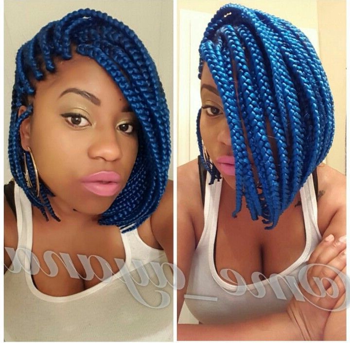 Box Braids In A Bob With Blue Hair | Braids | Twists | Hair Inside Most Current Multicolored Bob Braid Hairstyles (View 21 of 25)