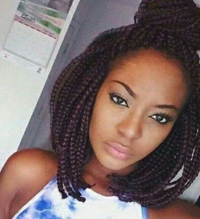 Box Braids In Bob With Top Bun | Hairstyles And Beauty Tips Within Newest Bob Braid Hairstyles With A Bun (Photo 1 of 25)