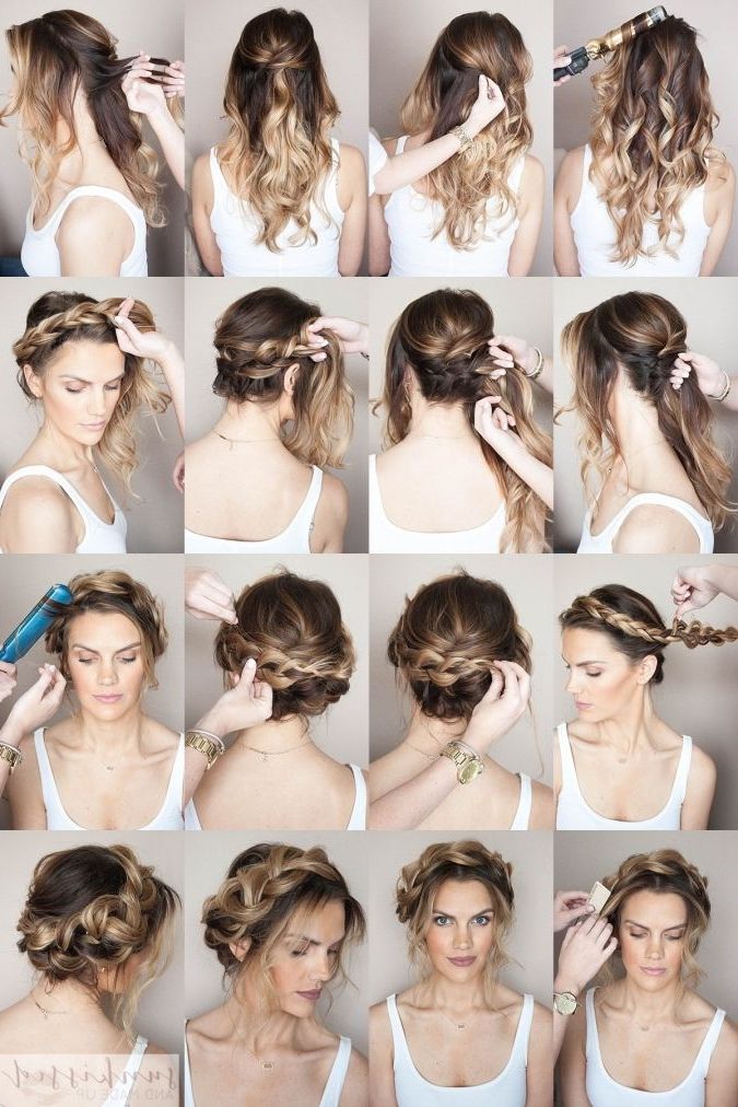 Crown Braid/halo Braid Braided Hair Tutorial // Skmu // Blog For Current Traditional Halo Braided Hairstyles With Flowers (View 1 of 25)