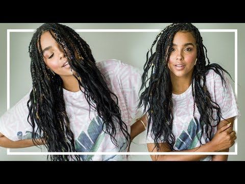 Diy Boho Braids Tutorial A Box Braid And Goddess Locs Remix! Throughout Most Recently Curly And Messy Micro Braid Hairstyles (View 13 of 25)