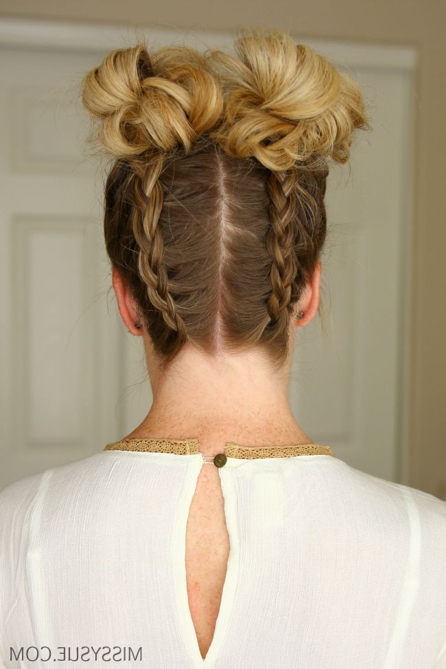 Double Dutch Braids High Buns | Missy Sue Throughout Latest Braids And Buns Hairstyles (Photo 4 of 25)
