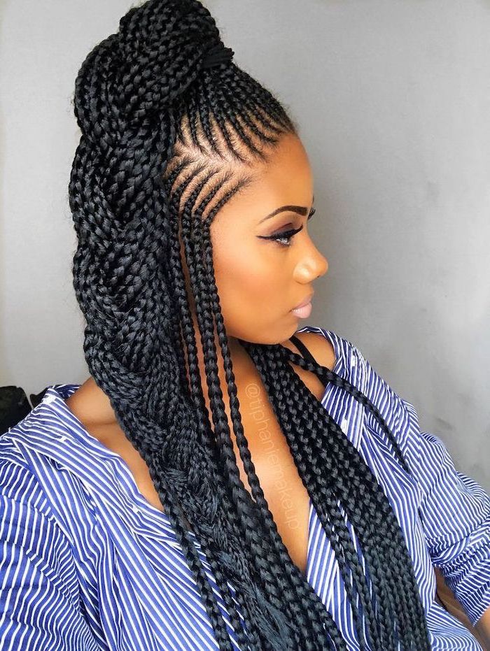 ? 1001+ Ideas For Beautiful Ghana Braids For Summer 2019 Regarding Most Recent Blue And Black Cornrows Braid Hairstyles (View 12 of 25)