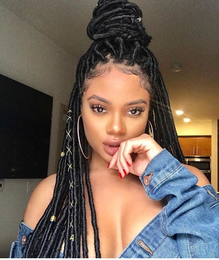 Faux Locs Ideas | Faux Locs Ideas In 2019 | Faux Locs Styles Inside Most Recently Blonde Faux Locs Hairstyles With Braided Crown (View 16 of 25)