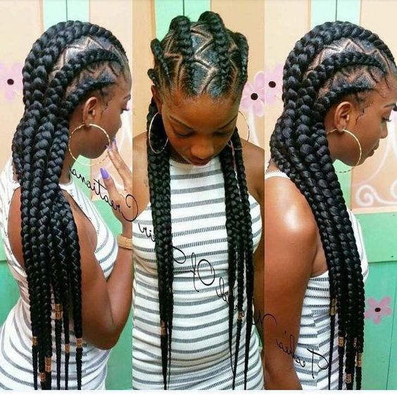 Feed In Braids (black Women Natural Hairstyles) | My Style In Most Popular Long And Big Cornrows Under Braid Hairstyles (View 1 of 25)