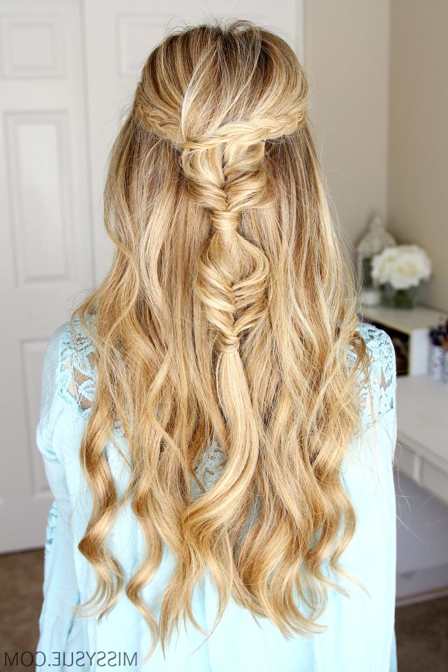 Half Up Dutch Braids And Bubble Fishtails | Missy Sue Within Most Popular Double Half Up Mermaid Braid Hairstyles (View 3 of 25)