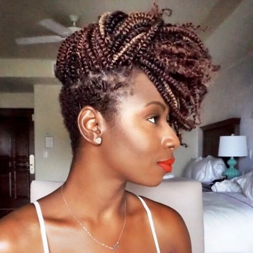 Kinky Twists For African American Women: 50 Outgoing Ideas Throughout Current Crochet Mohawk Twists Micro Braid Hairstyles (View 15 of 25)