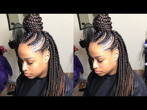 Large Feed In Box Braids Tutorial  Very Detailed! – Youtube In Most Current Dookie Braid Hairstyles In Half Up Pony (View 18 of 25)