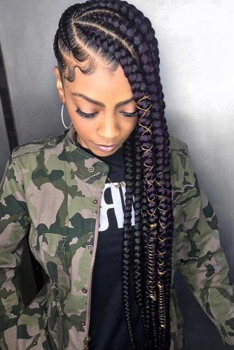 Lemonade Braids That Make Your Hair Style Even Sweeter Intended For Current Full Scalp Patterned Side Braided Hairstyles (Photo 23 of 25)