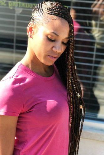 Lemonade Braids That Make Your Hair Style Even Sweeter Pertaining To Recent Full Scalp Patterned Side Braided Hairstyles (View 18 of 25)