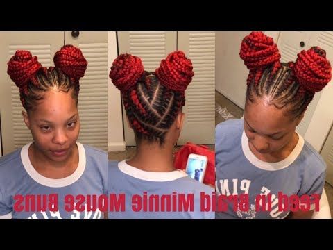 Minnie Mouse Buns | Feed In Braids – Youtube Pertaining To Most Recently Minnie Mouse Buns Braid Hairstyles (View 1 of 25)