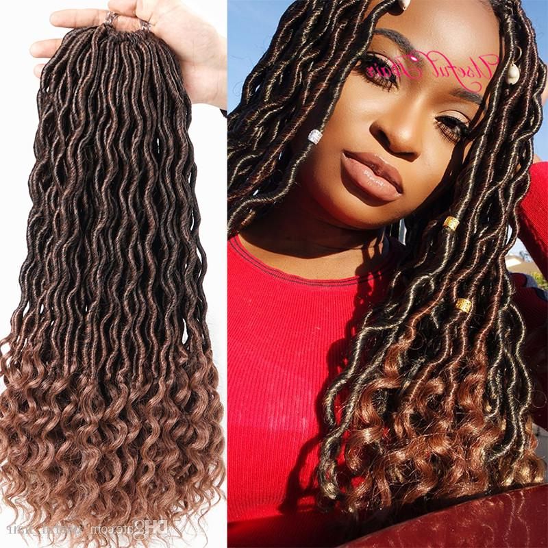 Ombre Color Goddess Locs Hair Marley Braiding Hair Extensions 80g 18inch  Crochet Braids Ombre Body Wave Hair Weaves Bohemian Locks For Women Regarding Most Current Kanekalon Braids With Golden Beads (View 4 of 25)