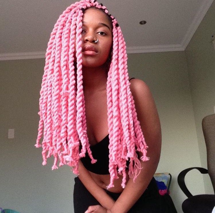 Pink Yarn Twists! Love Love Love !! | Hair | Yarn Twist Intended For Newest Blue Twisted Yarn Braid Hairstyles For Layered Twists (View 14 of 25)