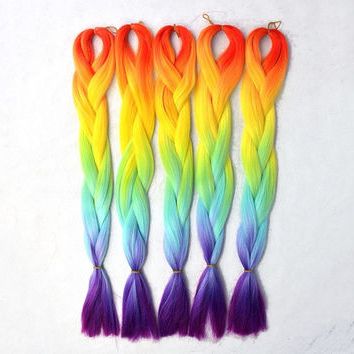 Shop Rainbow Hair Extensions On Wanelo In Most Popular Multicolored Extension Braid Hairstyles (View 24 of 25)
