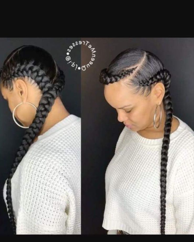 Two Feed In Braids | Nails&hair In 2019 | Braided Hairstyles With Regard To Most Up To Date Long And Big Cornrows Under Braid Hairstyles (View 5 of 25)
