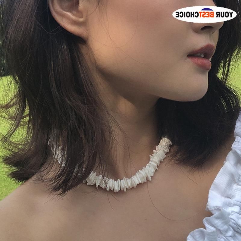 Ybc Shell Choker Necklace Adjustable White Clam Chips Seashell Hawaiian  Summer Beach Jewelry Inside Newest Puka Shell Beaded Braided Hairstyles (View 25 of 25)