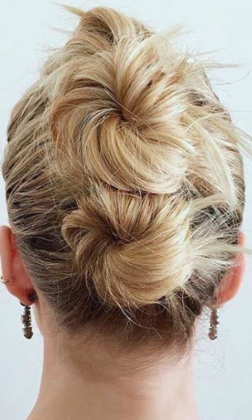 20 Cool Updos You Can Actually Do With Short Hair Throughout Stacked Buns Updo Hairstyles (View 1 of 25)
