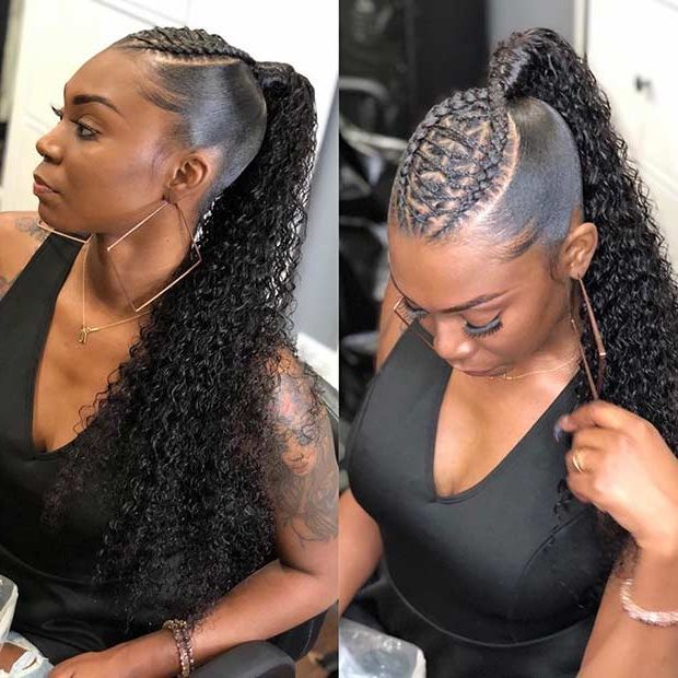 25 Braid Hairstyles With Weave That Will Turn Heads | Stayglam Pertaining To Cornrow Braids Hairstyles With Ponytail (View 18 of 25)