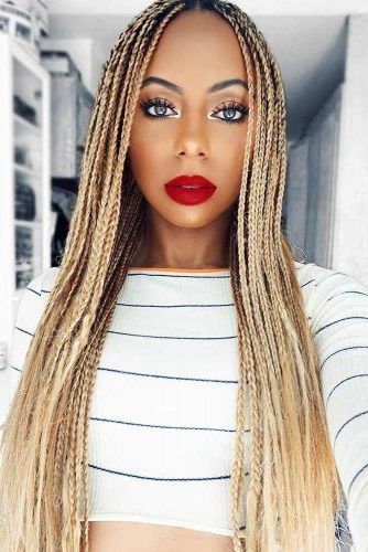 30 Fabulous Ideas To Rock Micro Braids And Look Different Intended For Most Recent Center Part Braided Hairstyles (View 8 of 25)