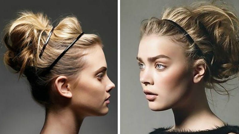 30 Stunning Prom Hairstyles For 2019 – The Trend Spotter In Messy Bun Hairstyles With Double Headband (View 2 of 25)