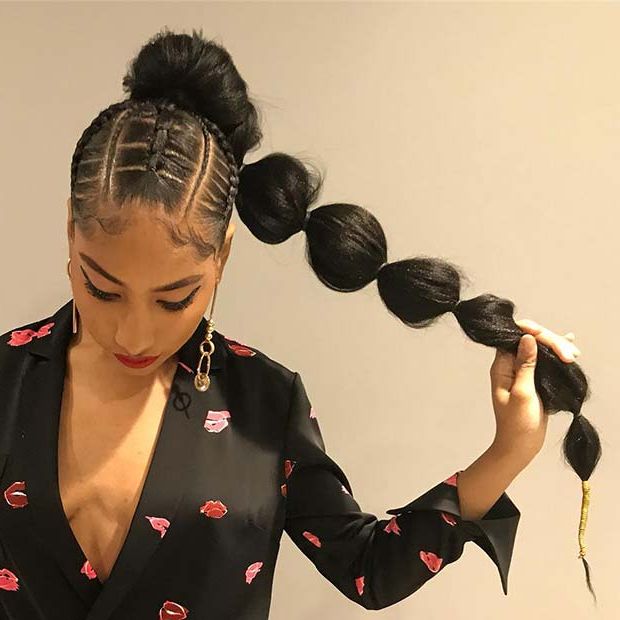 31 Bubble Ponytail Hairstyles With Weave To Wear This Year Pertaining To Natural Bubble Ponytail Updo Hairstyles (View 8 of 25)