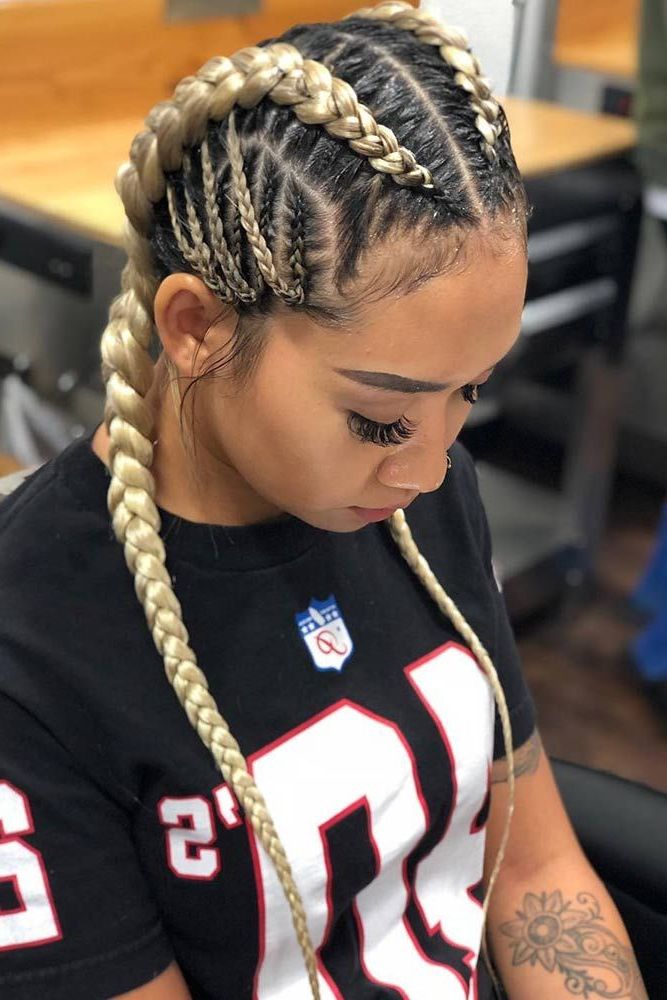35 Cute Cornrow Braids Ideas To Tame Your Naughty Hair Intended For Latest Cornrow Fishtail Side Braided Hairstyles (View 3 of 25)