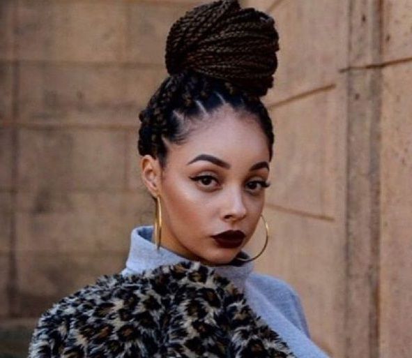 7 Stylish Box Braids Updo Looks Every Braid Lover Should Try Throughout Most Up To Date Box Braids Bun Hairstyles (View 10 of 25)
