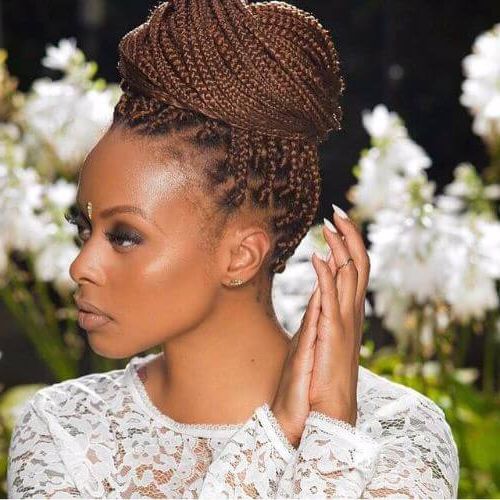 80 Great Box Braids Styles For Every Occasion Regarding Most Recently Box Braids Bun Hairstyles (View 6 of 25)