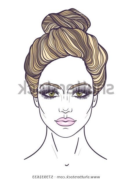 Beautiful Girl Face Top Knot Hair Stock Vector (royalty Free For Decorative Topknot Hairstyles (Photo 20 of 25)