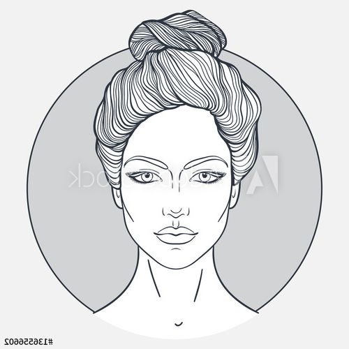 Beautiful Girl Face With Top Knot Hair Style, Make Up And Intended For Decorative Topknot Hairstyles (View 22 of 25)