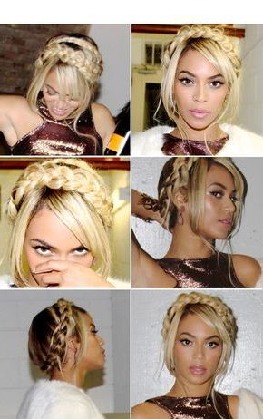 Beyonce's Blonde Braids — Get Her Swiss Miss Look | Hair For Most Popular Halo Braided Hairstyles With Bangs (View 15 of 25)