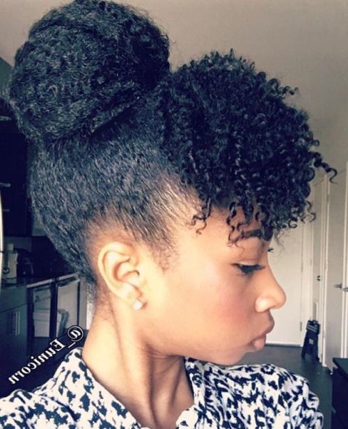 Bun Bangs Hairstyle With #naturalhair | Urban Hairstyles Pertaining To Natural Bangs Updo Hairstyles (View 13 of 25)