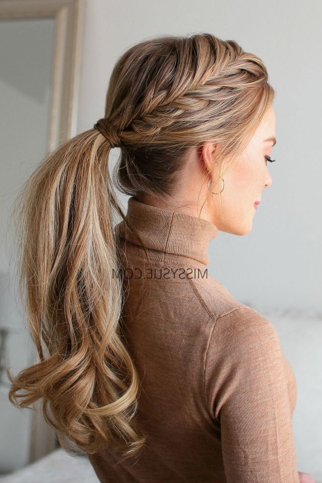 Fishtail French Pigtail Ponytail | Hairstyle | Cool Braid Regarding Latest Fishtail Braid Pontyail Hairstyles (Photo 22 of 25)