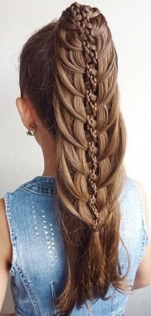High Ponytail With A Waterfall Braid & A Three Strand Braid Throughout Most Up To Date High Waterfall Braided Hairstyles (View 3 of 25)