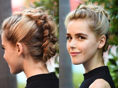 How To Get Kiernan Shipka's Amazing Braided Faux Hawk | Allure Intended For Most Recently Faux Hawk Braided Hairstyles (Photo 24 of 25)