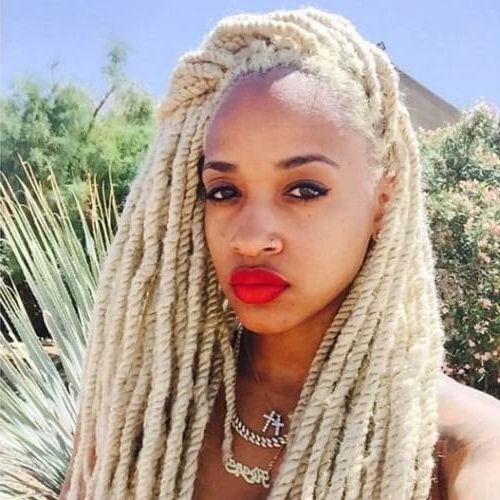Kinky Twists For African American Women: 50 Outgoing Ideas Pertaining To Most Current Shaved Platinum Hairstyles With Micro Braids (View 14 of 25)