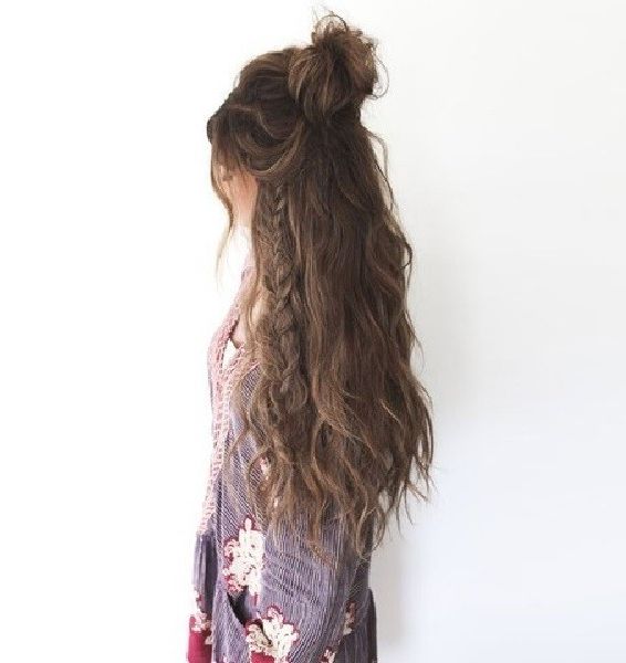 Messy Half Up Bun With Peekaboo Fishtail – 101 Pinterest Inside Most Current Peek A Boo Braided Hairstyles (View 11 of 25)