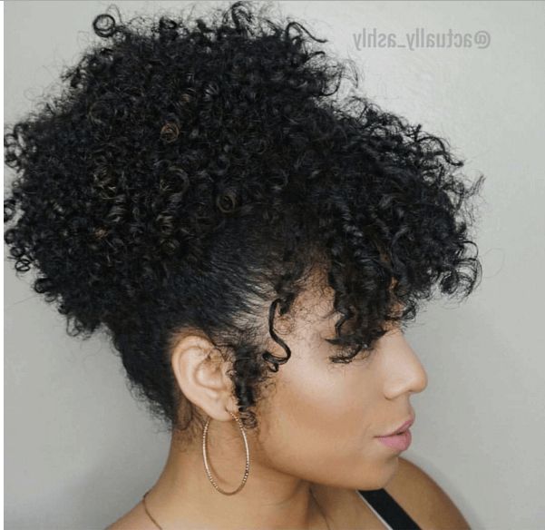 Quick Updo: High Puff With Bangs | Puff Styles | Natural Pertaining To Natural Bangs Updo Hairstyles (View 3 of 25)
