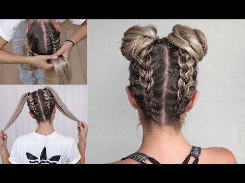 Space Buns – Double Bun – Upside Down Dutch Braid Into Messy Pertaining To Messy Bun Hairstyles With Double Headband (View 4 of 25)