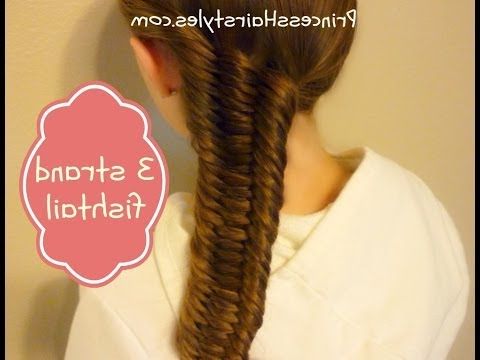 Three (3) Strand Fishtail Braid Tutorial – Youtube Regarding Most Recent Three Strand Pigtails Braided Hairstyles (View 21 of 25)