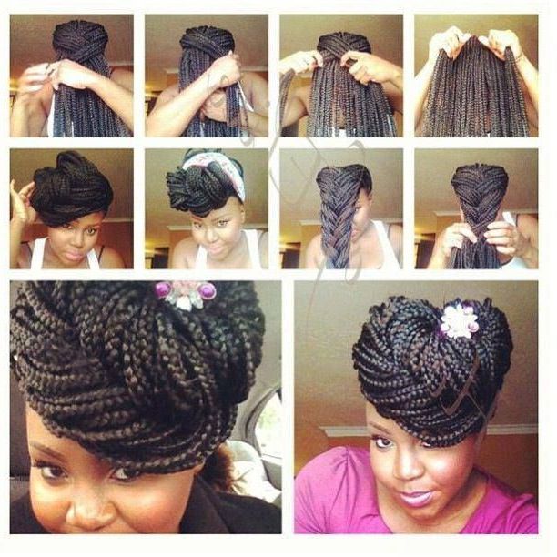 Top 20 Box Braids Updo Hairstyles | Hair | Braided Inside Most Up To Date Box Braids Bun Hairstyles (View 21 of 25)