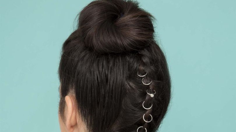 Upside Down French Braid Bun: Blinged Out Braid For The Holidays In Blinged Out Bun Updo Hairstyles (Photo 25 of 25)
